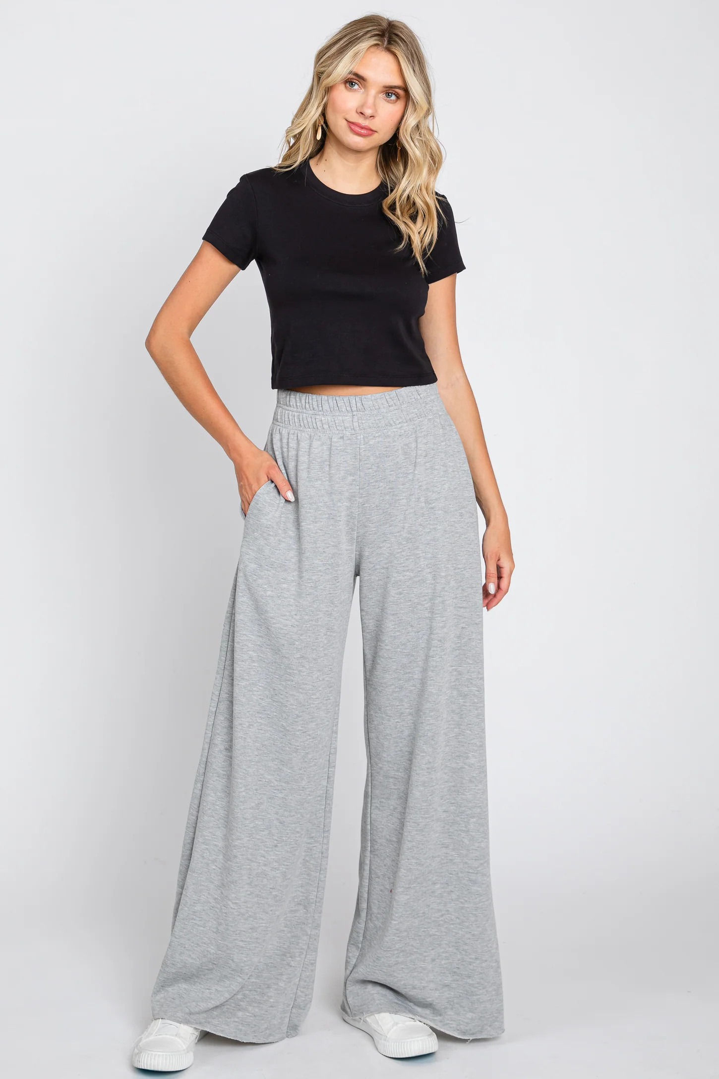 Heather Grey Soft Fleece Wide Leg Lounge Pants | PinkBlush Maternity