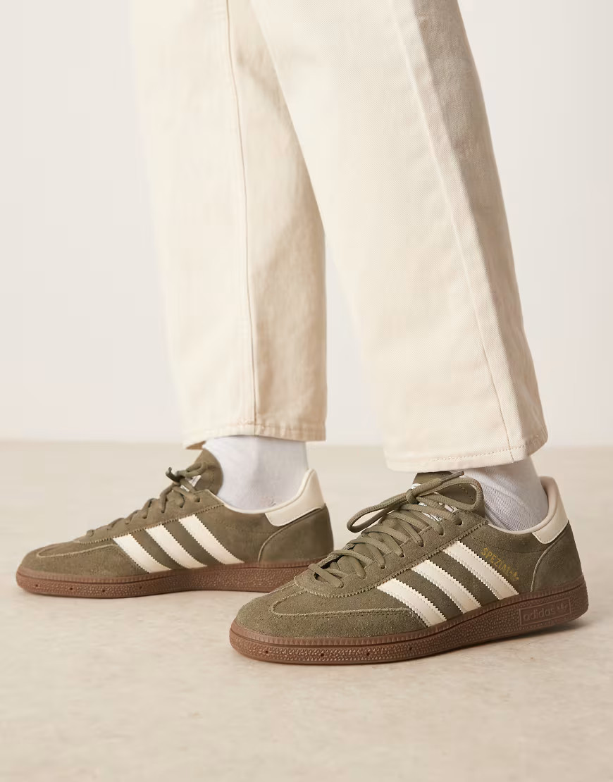 adidas Originals Handball Spezial trainers in olive and cream with gum sole-Green | ASOS (Global)