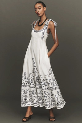 ALÉMAIS Leela Ballet Linen Midi Dress | Anthropologie (US)