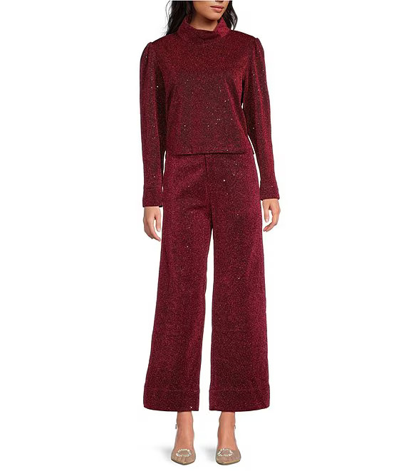 Culotte Woven Metallic High Rise Wide Ankle Leg Pants | Dillard's