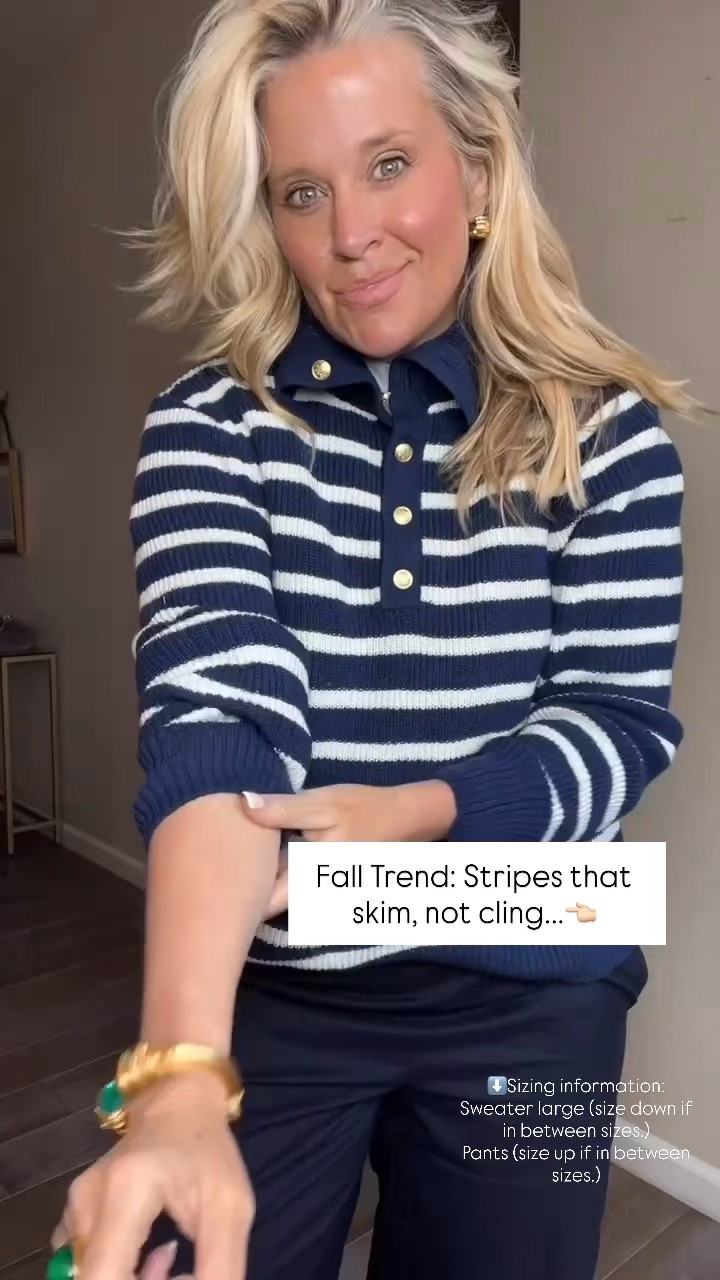 ✨Tap the bell, save and ❤️ start here over 40 fashion, midlife style, midsize fashion and luxury looks for less.  

🍂Fall Trend: Stripes that skim, not cling.

⬇️Sizing information:
Sweate elarge (size up if in between sizes.)
Pants large (size up if in between sizes.)



👑 Helping you look good, feel good.-Lindsey Denver   Check back daily for belly-friendly style, confidence, and Outfit Physics™.

#LTKOver40 #LTKMidsize #LTKPlusSize