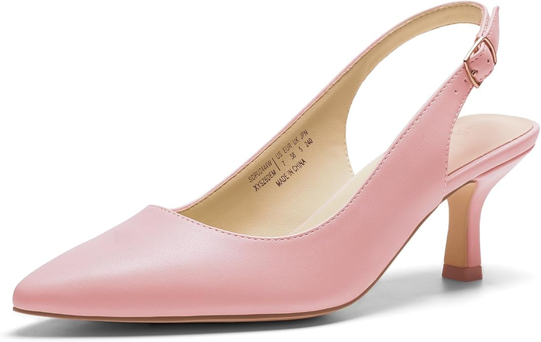 DREAM PAIRS Women's Kitten Heels Slingback Closed Pointed Toe Low Pumps Shoes Women Party Wedding... | Amazon (US)