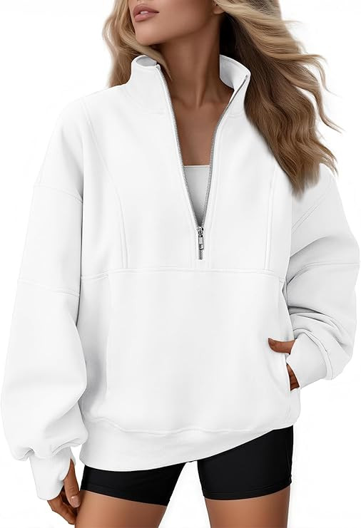 AUTOMET Womens Quarter Zip Oversized Sweatshirts Teen Fleece Pullover Hoodies 2026 Mock Neck Swea... | Amazon (US)