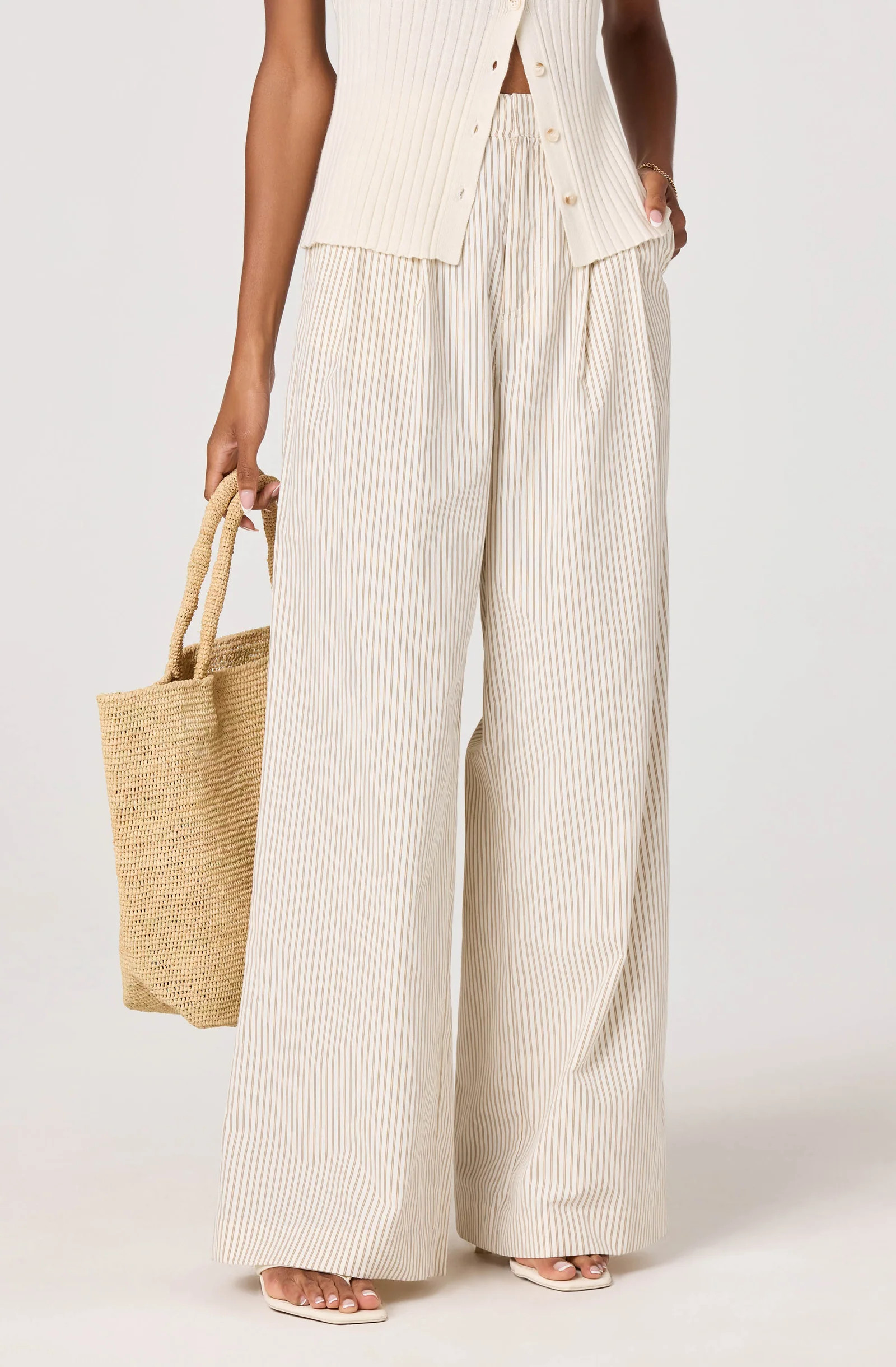 Neha Striped Linen High-Rise Wide Leg Pants | ASTR The Label (US)