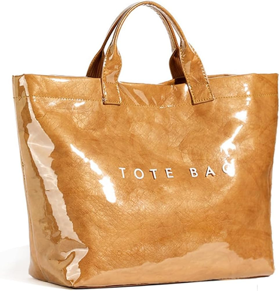 Women's Large PVC Tote Bag Letters Print Handbags Paper Shoulder Bag Clear Shopping Hobo Bag | Amazon (US)