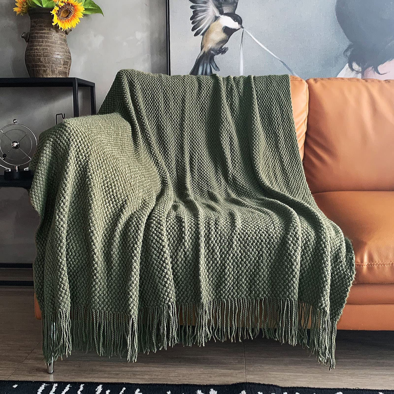 LOMAO Knitted Throw Blanket with Tassels Bubble Textured Lightweight Throws for Couch Cover Home ... | Amazon (US)