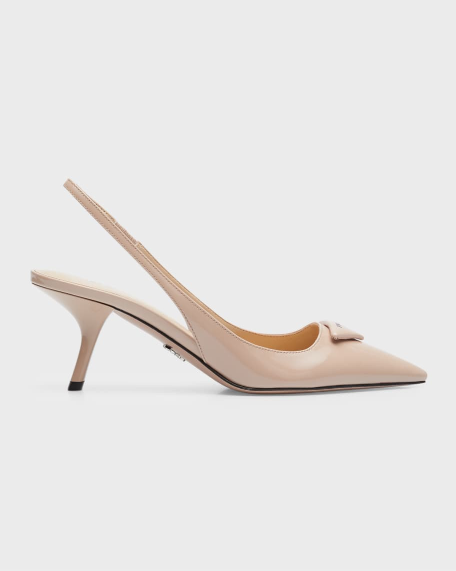 Prada Patent Logo Slingback Pumps | Neiman Marcus