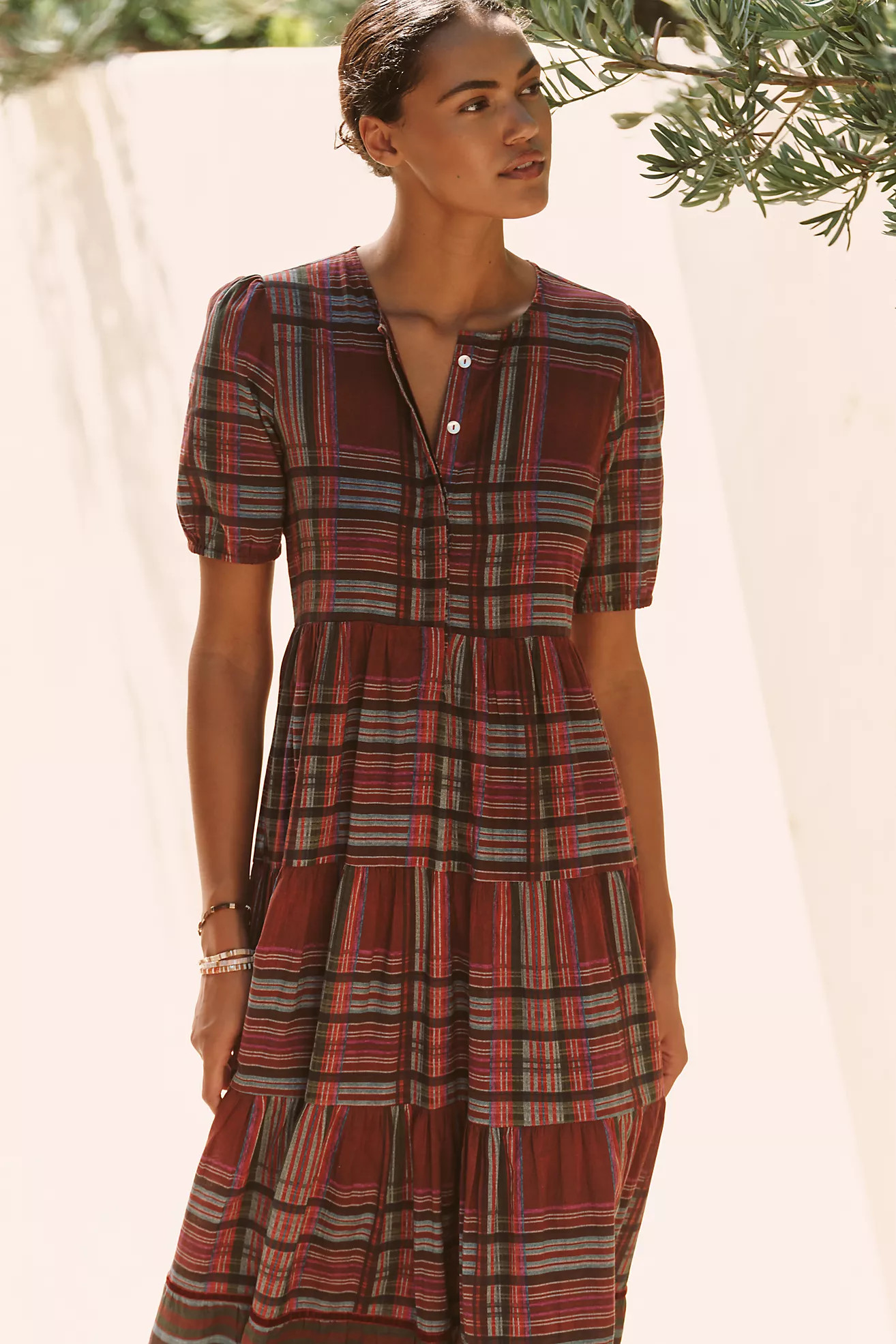 Ro's Garden Daphne Short-Sleeve Midi Dress | Anthropologie (US)