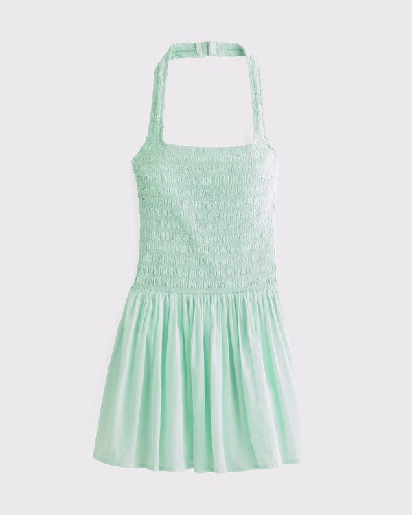 Women's Drop-Waist Smocked Mini Dress | Women's Clearance | Abercrombie.com | Abercrombie & Fitch (US)