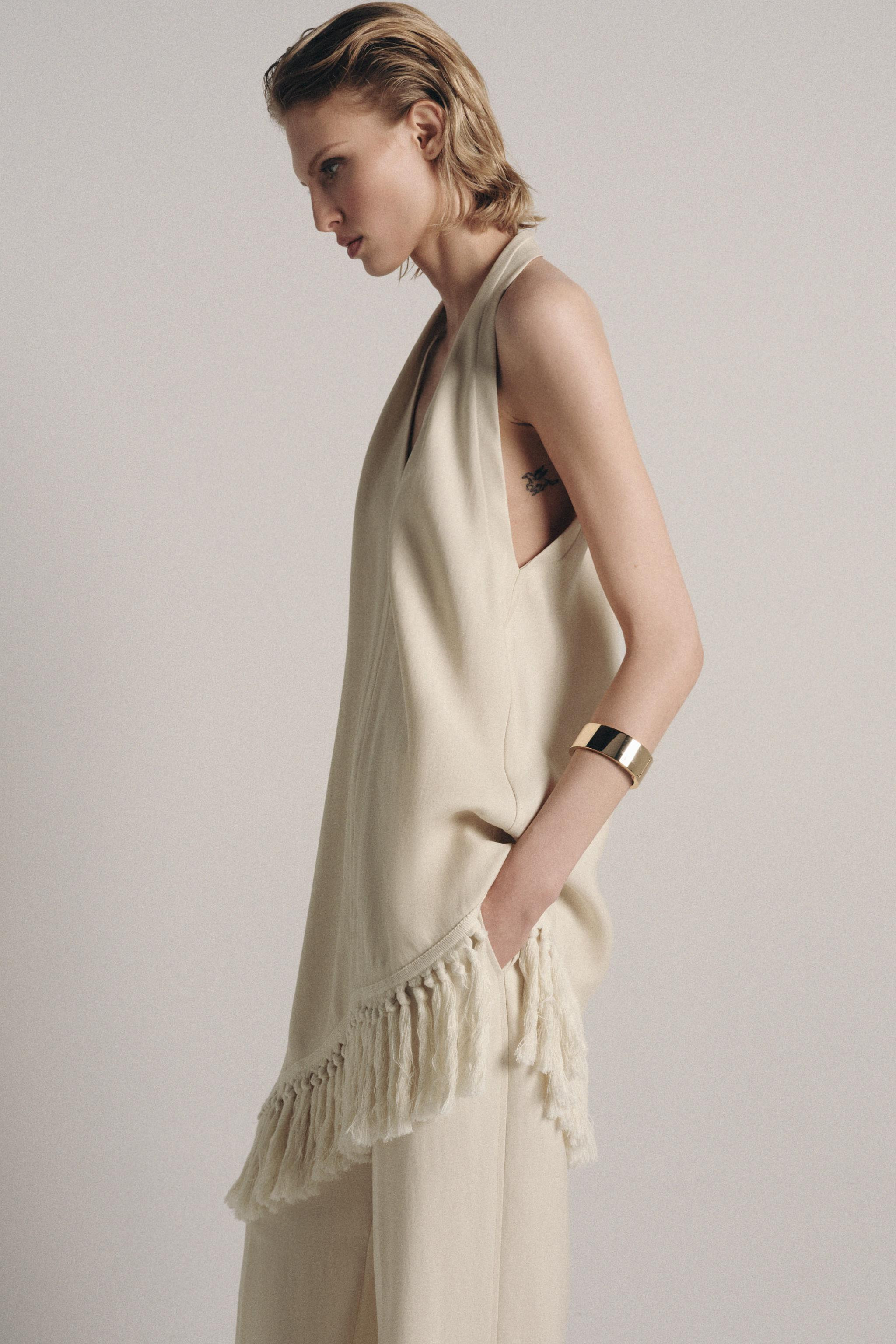 FRINGED HALTER TOP ZW COLLECTION | Zara US
