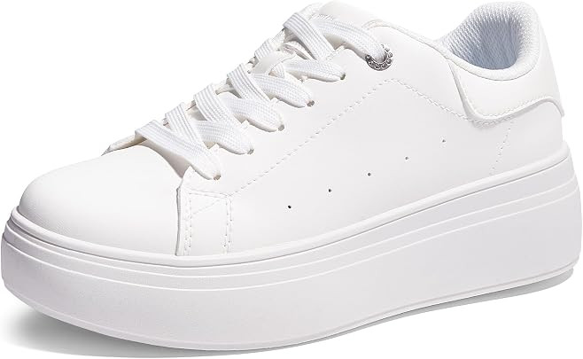 Women's Platform Fashion Sneakers Faux Leather & Anti-Slip Sole Classic Tennis Shoes for Casual L... | Amazon (US)