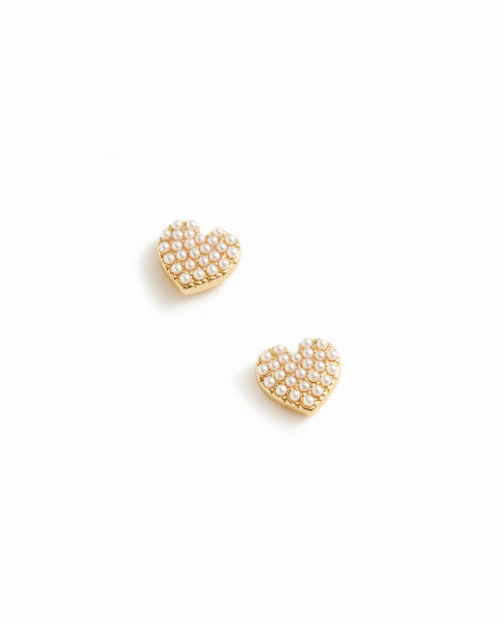 Pavé pearl heart stud earrings | J.Crew Factory