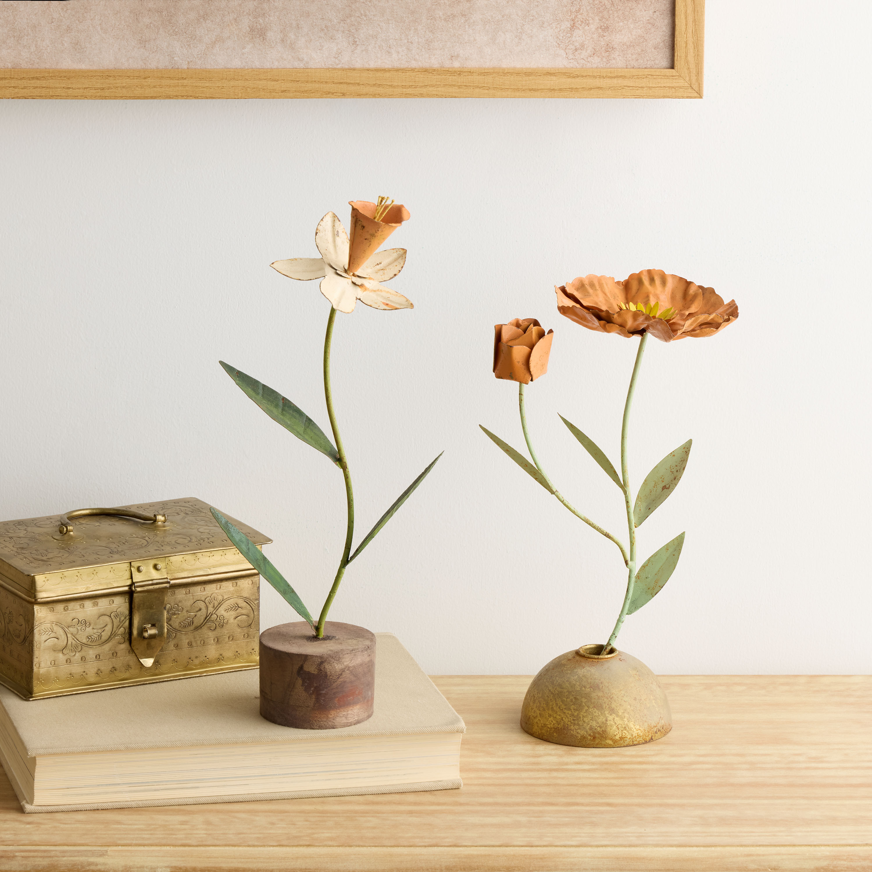 Orange Metal Flower Tabletop Decor Collection | World Market