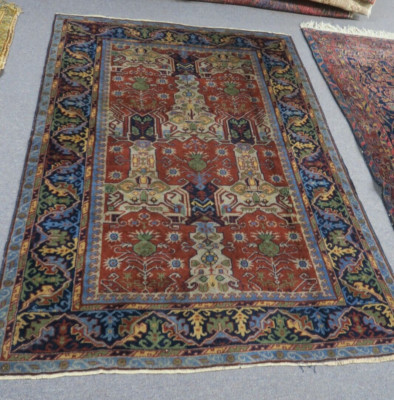Semi-Antique Vintage  Russian Red Kazak Rug 4' x 5'6 Hand Knotted Wool Carpet | eBay US