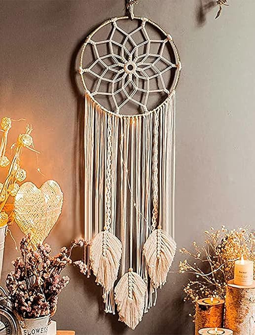 Nice Dream Macrame Dream Catchers for Bedroom Adult Wall Decor Large Boho Hanging with 3 Woven Fe... | Amazon (US)