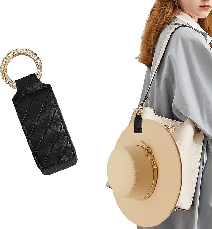 Hat Clip for Travel on Bag Handbag Backpack Luggage PU Leather Metal Shrapnel Hat Holder Sun Hat ... | Amazon (US)