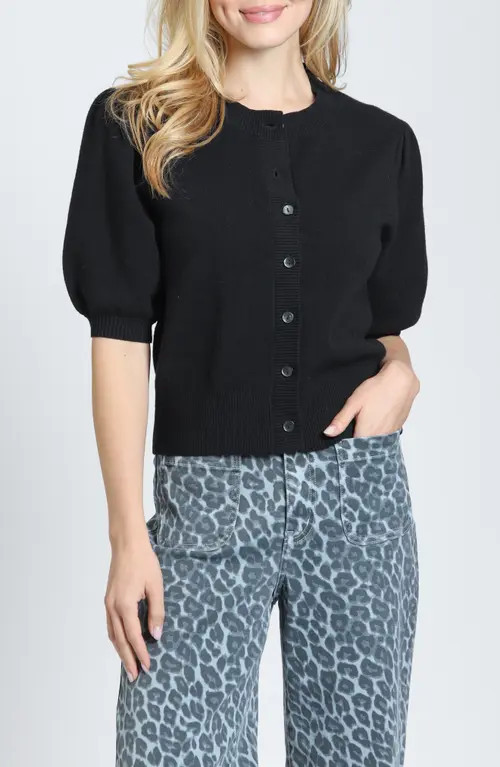 APNY Puff Sleeve Cardigan in Black at Nordstrom, Size Small | Nordstrom