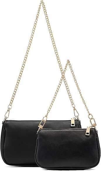 Calfland Small Shoulder Handbag Bag Women with Silver Chain Removable Coin Zipped Pouch Crossbody... | Amazon (US)