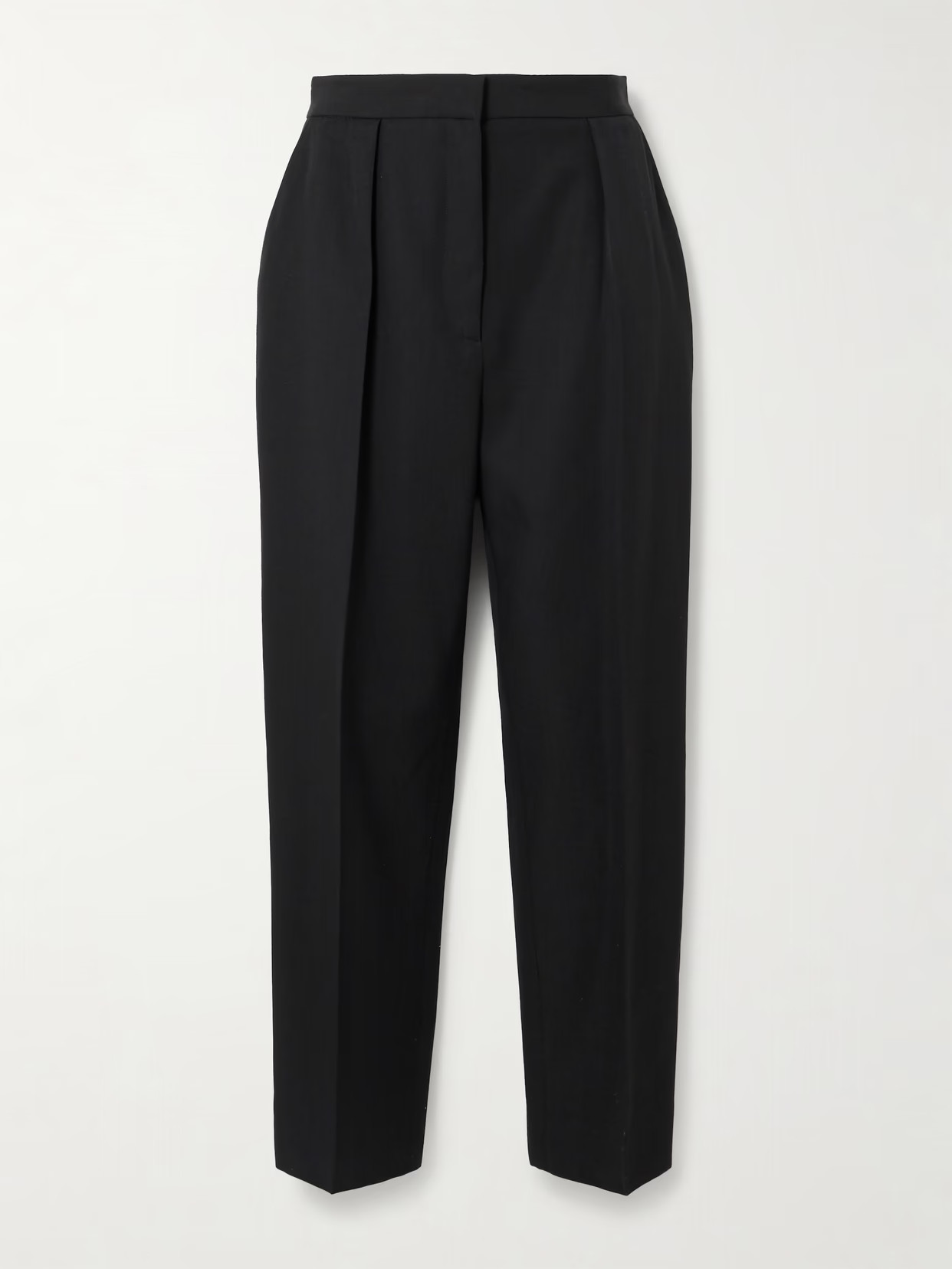 Balmain - Pleated Grain De Poudre Wool Tapered Pants - Black | NET-A-PORTER (US)