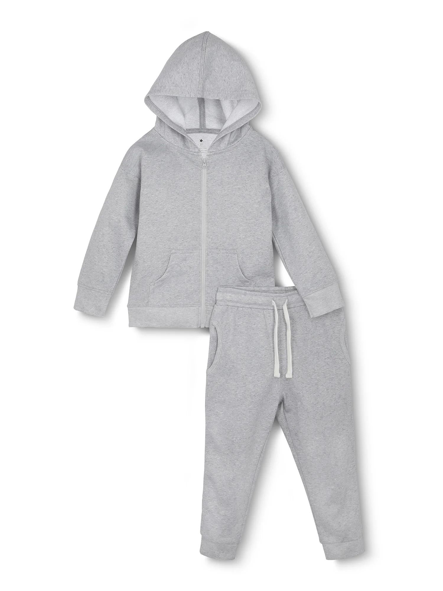 Little Star Organic Toddler Unisex 2 Pc Long Sleeve Hoodie and Jogger Pants Set, Size 12M-5T | Walmart (US)