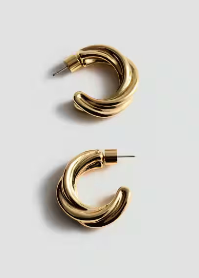 Intertwined hoop earrings gold - Woman - One size - MANGO | MANGO (UK)