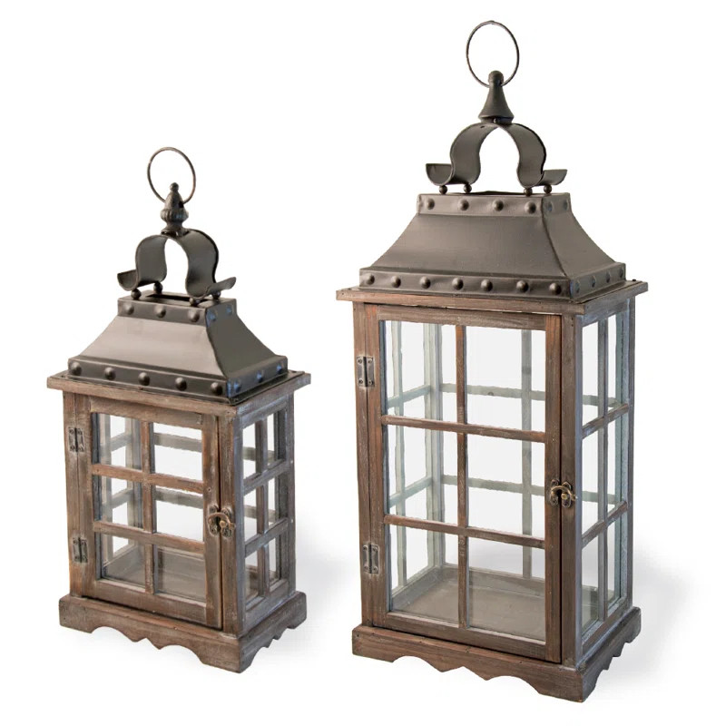 2 Piece Wood Lantern Set | Wayfair North America