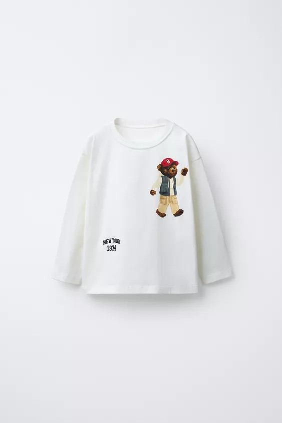 BEAR TEXT EMBROIDERED T-SHIRT | Zara US