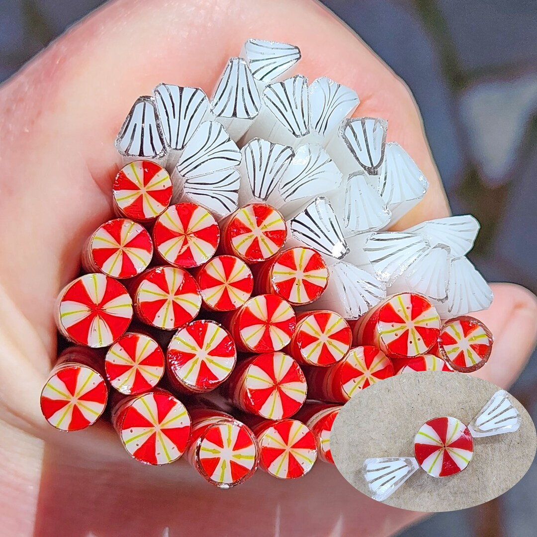 coe 90 Holiday: Peppermint Candy & Wrapper - 1.5 oz Murrini Murrine Millefiori Vitrigraph Cane - ... | Etsy (US)