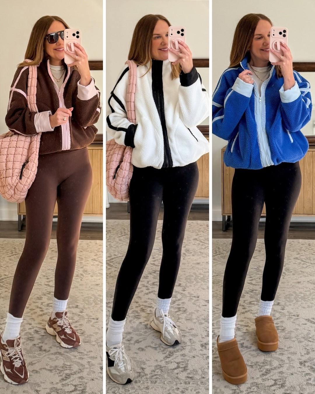 This FP look for less jacket is spot on and all six color ways are gorgeous. The fabric is super soft and cozy on both sides and I love the pink piping on the brown. Just a subtle nod to spring 🌸



#LTKSeasonal #LTKdayinmylife #LTKSaleAlert