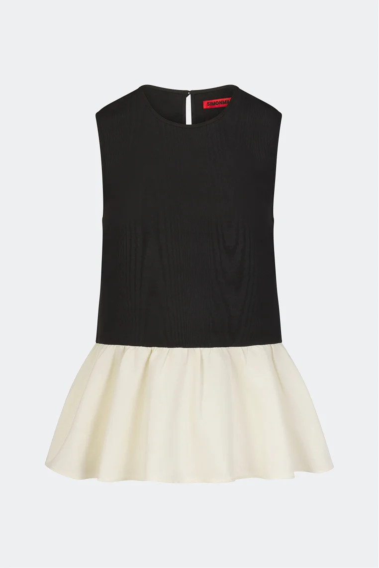 Iris Moire Top In Black/Bone | Simon Miller
