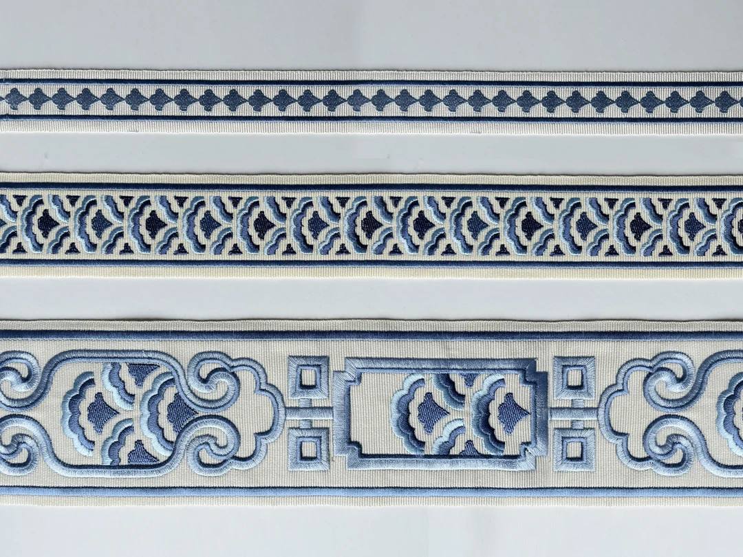Blue Embroidery Trim, Geometric Pattern Trim, Curtain Trim, Decorative Bands. - Etsy | Etsy (US)