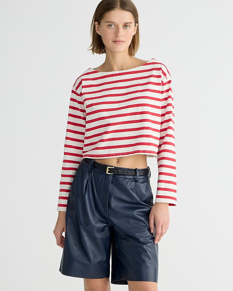 Cropped boatneck T-shirt in mariner cotton | J. Crew US