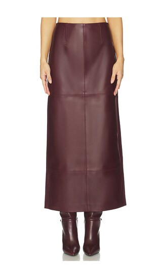 SRG Mango Leather Skirt in Burgundy. - size M | Revolve Clothing (Global)
