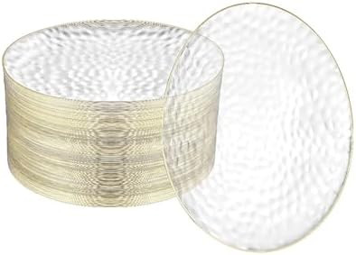 R-kay 100 Pack 7 Inch Clear Plastic Plates - Hammered Gold Rimmed Sturdy, Durable And Extra Heavy... | Amazon (US)