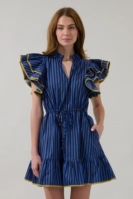 Alina Ruffle Shift Mini Dress Stripe | Sugarlips