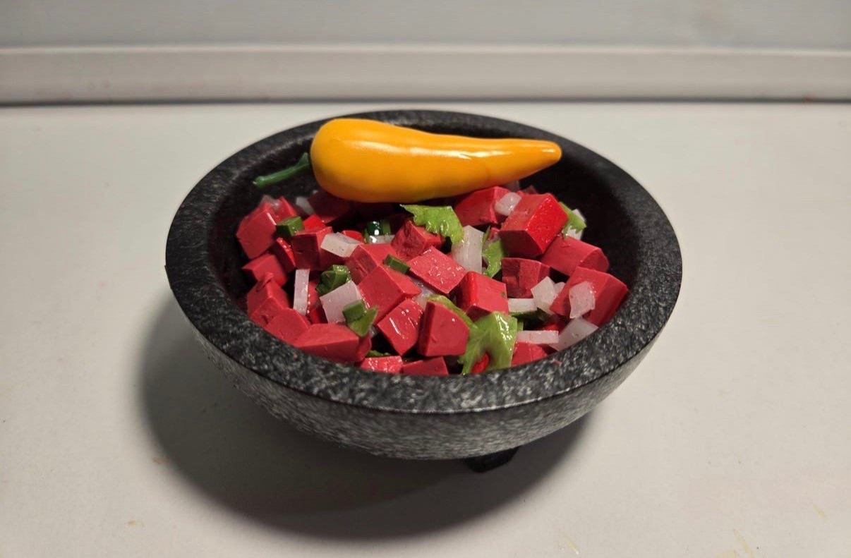 Fake salsa for a chips and salsa plate!