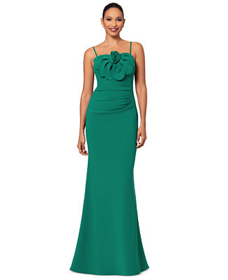 Betsy & Adam Women's Floral-Detail Ruched Gown - Macy's | Macy's