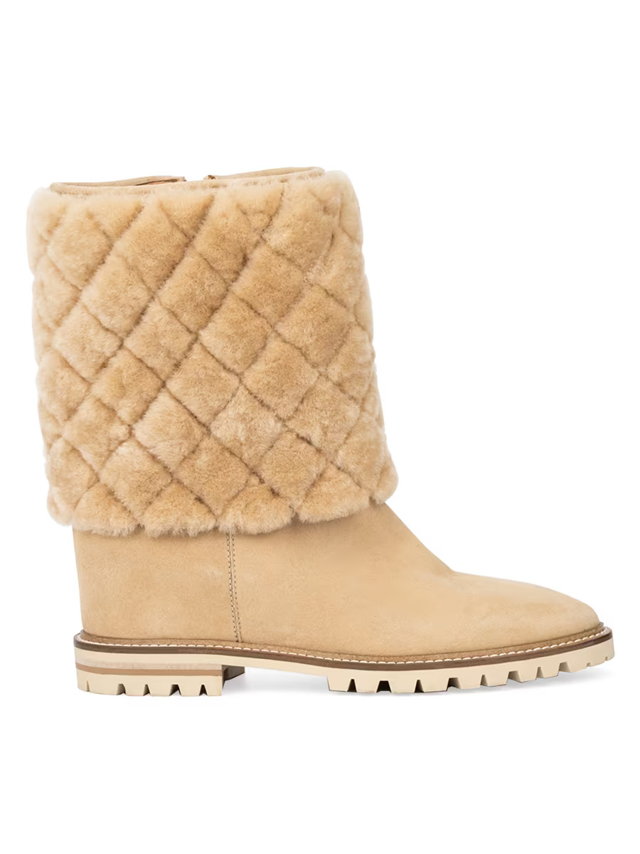 Aquatalia Casandra Shearling Trim Suede Boots | Saks Fifth Avenue