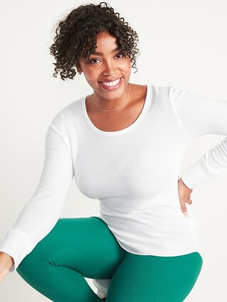 Long-Sleeve Scoop-Neck Thermal Pajama T-shirt for Women | Old Navy (US)