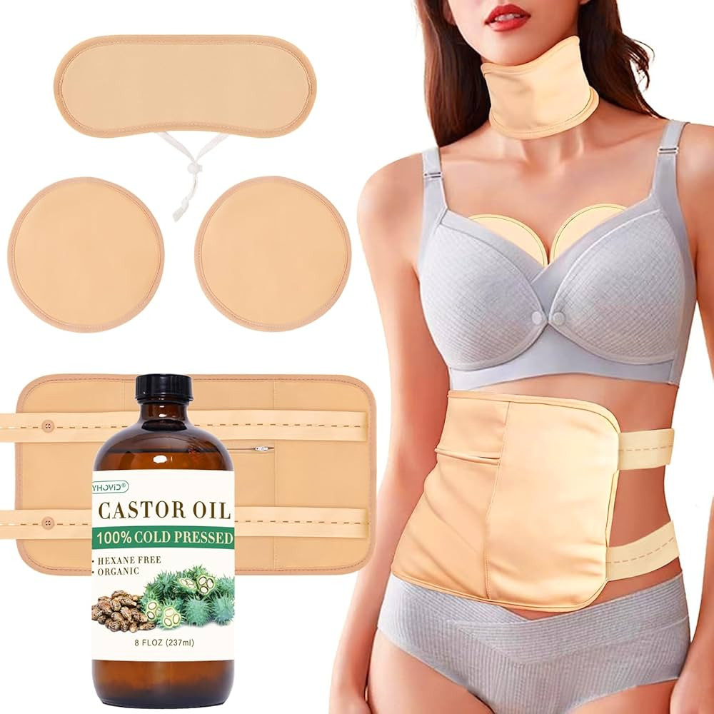 Castor Oil Pack Wrap, Castor Oil Organic Cold Pressed Unrefined Glass Bottle for Liver Detox, Sto... | Amazon (US)