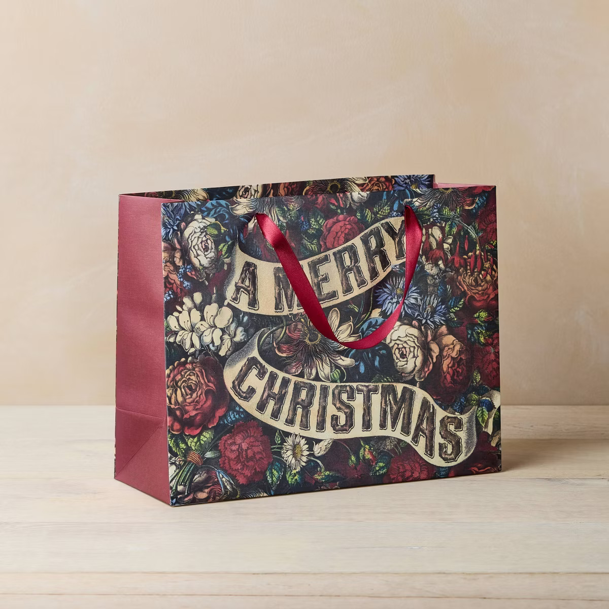 John Derian for Target Large Vogue Gift Bag Merry Christmas Floral | Target