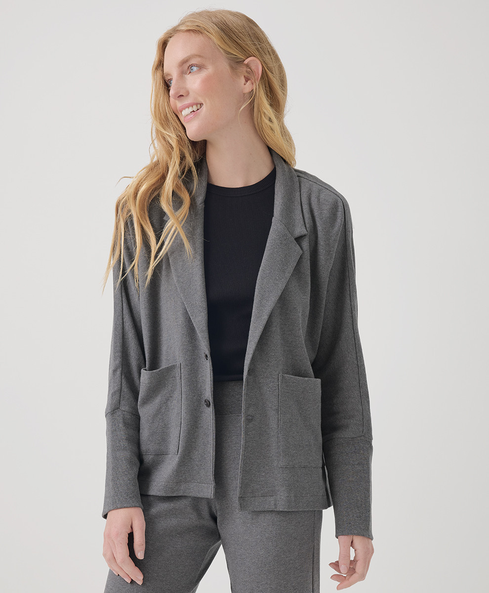 Women's Medium Grey Heather Airplane Relaxed Blazer S | Pact Apparel