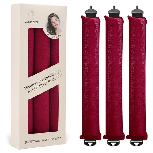 Overnight Heatless Hair Curler Blowout Rods Satin Flexi Rods for Heatless Overnight Jumbo Curls, No-Heat Styling Tools for All Hair Types, 3pcs Red | Amazon (US)