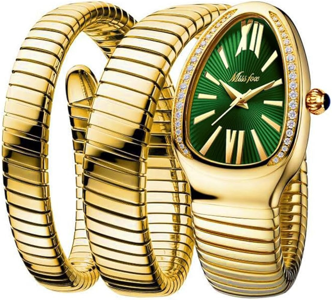Diamond Quartz Gold Watch Women Snake Design Three Loop Bracelet Watches | Amazon (US)