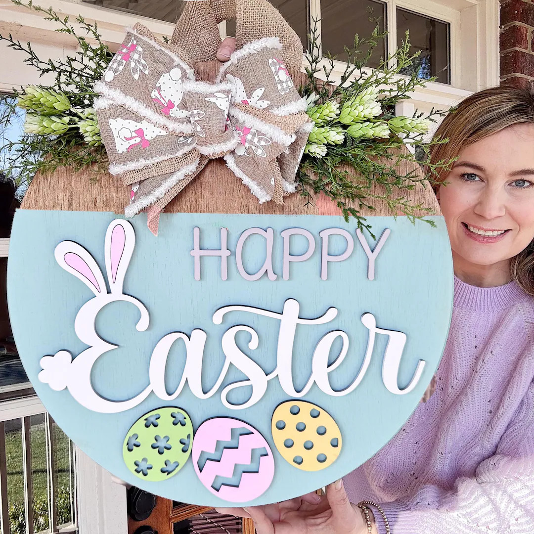 Easter Door Hanger | Happy Easter Front Door Decor | Easter Front Door Wreath | Spring Door Hange... | Etsy (US)