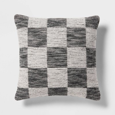 18"x18" Modern Woven Checkerboard Square Decorative Pillow Black - Threshold™: Cotton Fabric, I... | Target