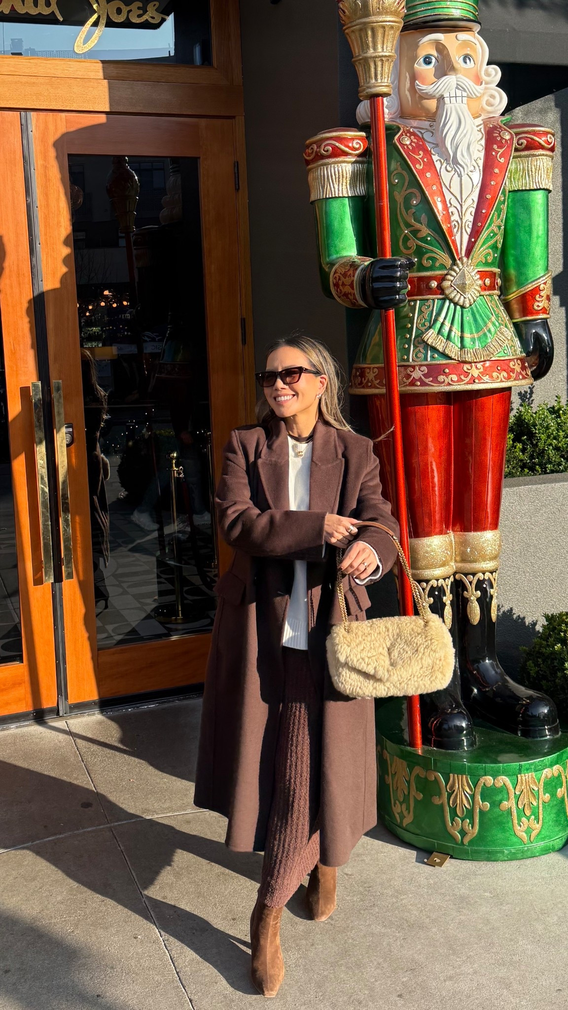 My winter outfit formula. Oversized cashmere sweater, maxi knit skirt, kitten-heel ankle boots, long wool coat. Yes, YSL shearling is working hard this winter to help cozy up my outfit. 

#LTKSeasonal #LTKmomlife #LTKootd