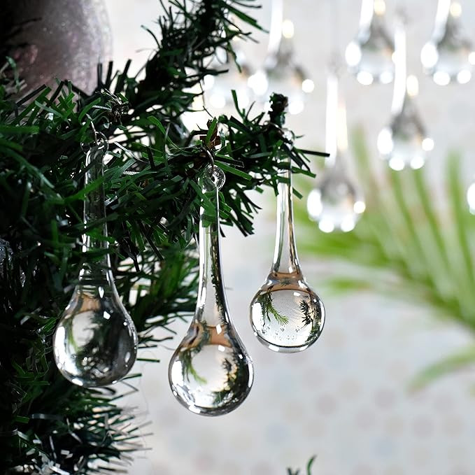 IndianShelf 20 Clear Glass Christmas Ornaments - Chandelier Crystals and Teardrop Hanging Ornamen... | Amazon (US)