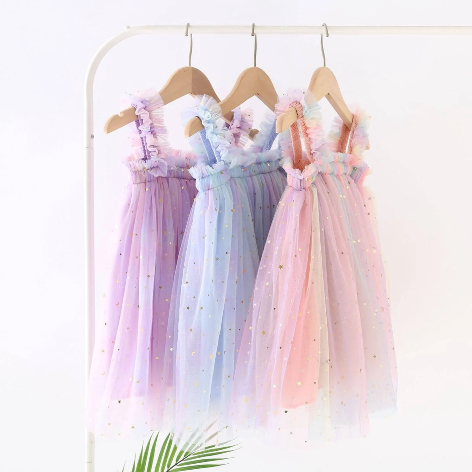 NEW - Pink pastel Rainbow tulle dress, baby tulle dress , Toddler dress with stars, First birthda... | Etsy (US)