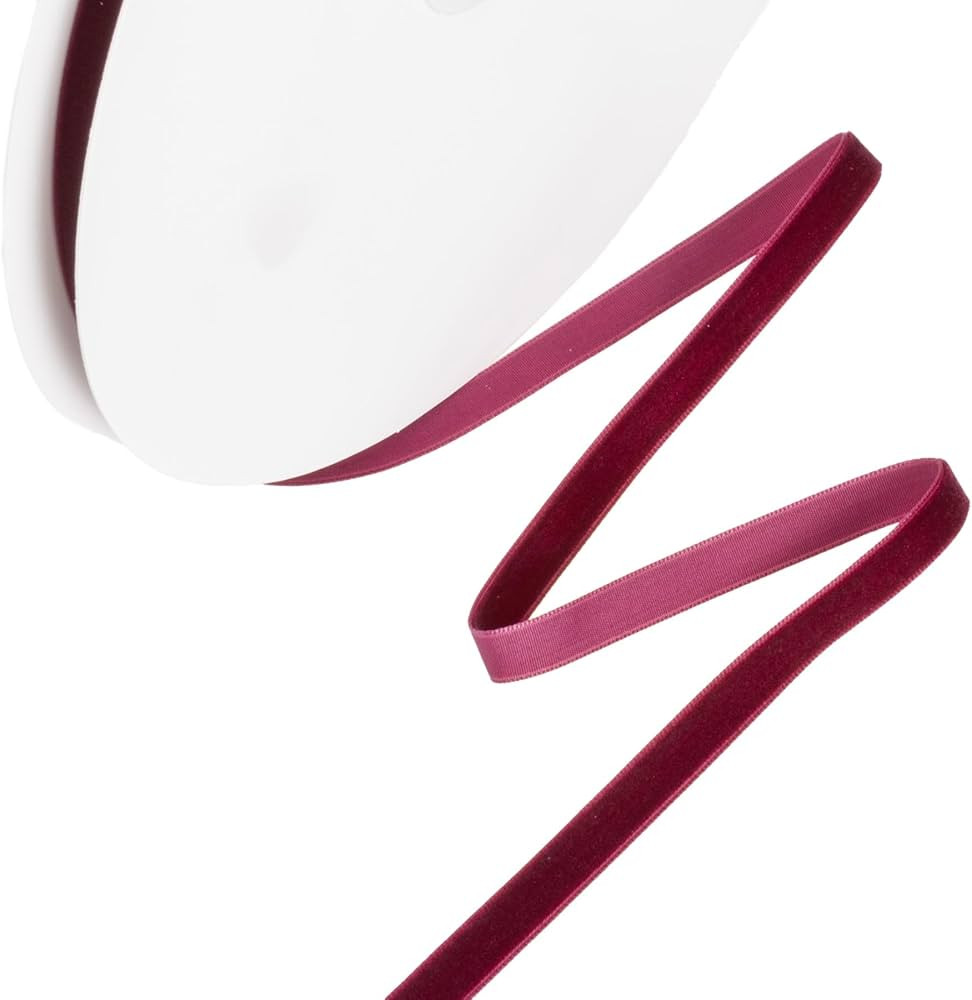 Burgundy Velvet Ribbon, 3/8 inch x 25 Yards, Ideal for Choker, Gift Wrapping, Crafts, and Decorat... | Amazon (US)